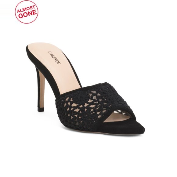 L'AGENCE Black Armande Crochet Heeled Sandals - Picture 1 of 2